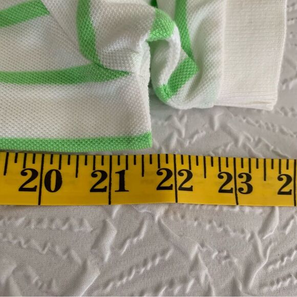 POLO by RALPH LAUREN Men's Short Sleeve Green & White Stripe Polo Shirt Med #970 - Picture 8 of 9